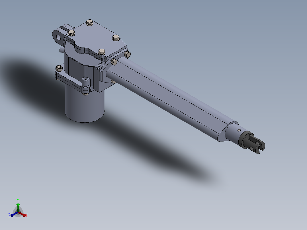 电动推杆模型正等轴测图