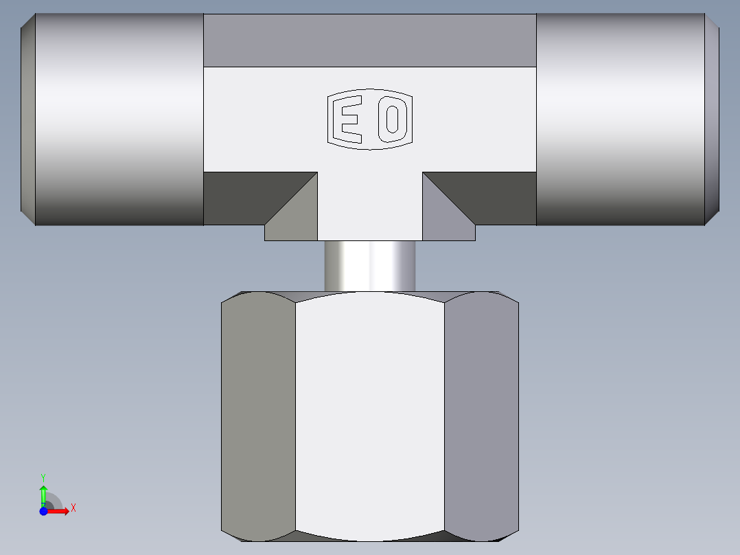 卡套式工业通用硬管接头EO_Standpipe_branch_tee_EVT06SOMDCF前视图