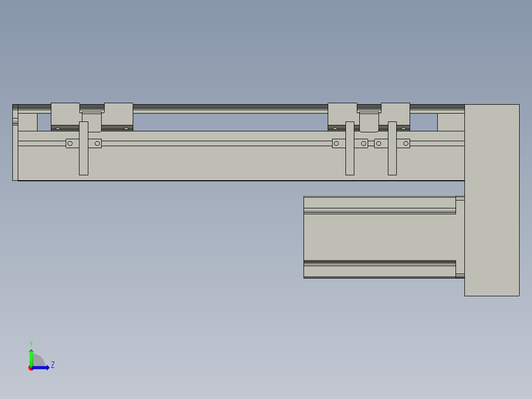 直线模组LHA6-S200-D-200W(16丝杆)设计图纸左视图