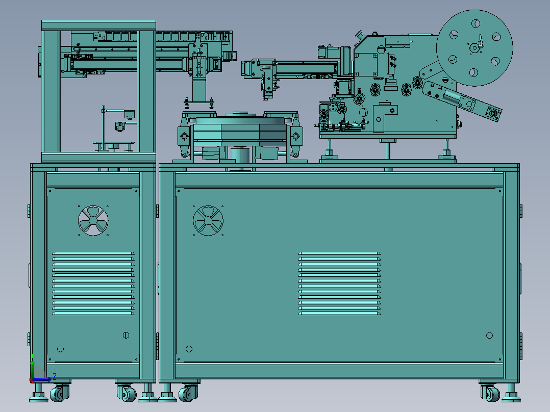 B7_六工位贴合机（已生产）自动上料六工位循环贴膜贴标机左视图