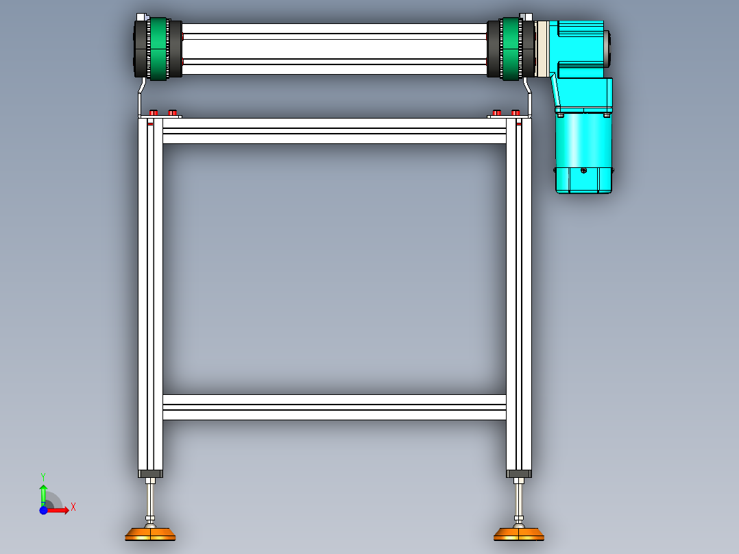 LE-XC4080-重载托盘输送线右直连驱动前视图