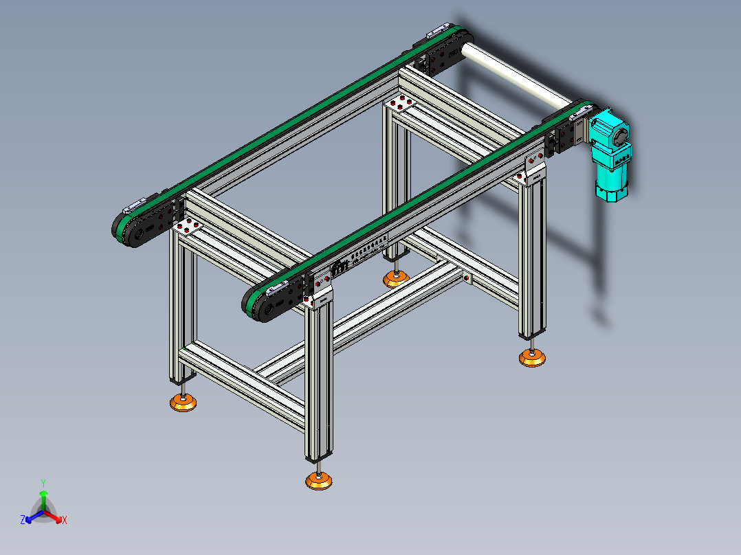 LE-XC4080-重载托盘输送线右直连驱动正等轴测图