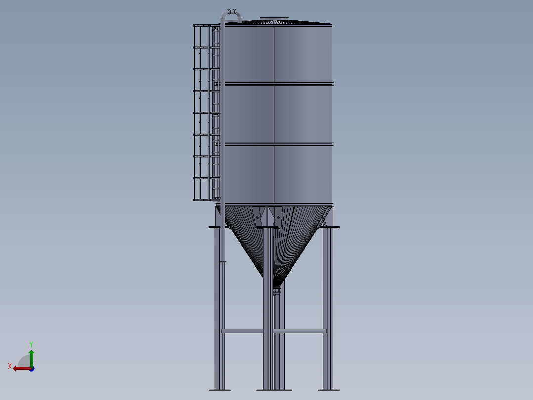 水泥筒仓后视图