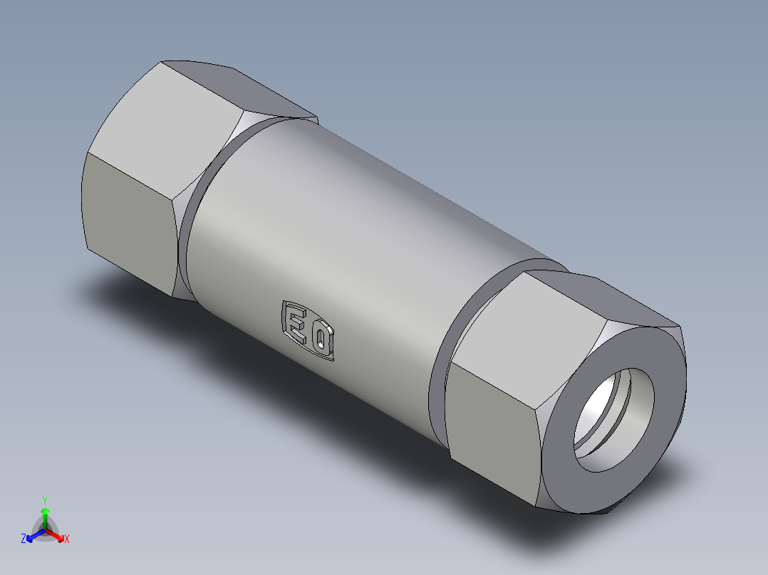 卡套式工业通用硬管接头EO_Weld_bulkhead_fitting_ESV20S正等轴测图