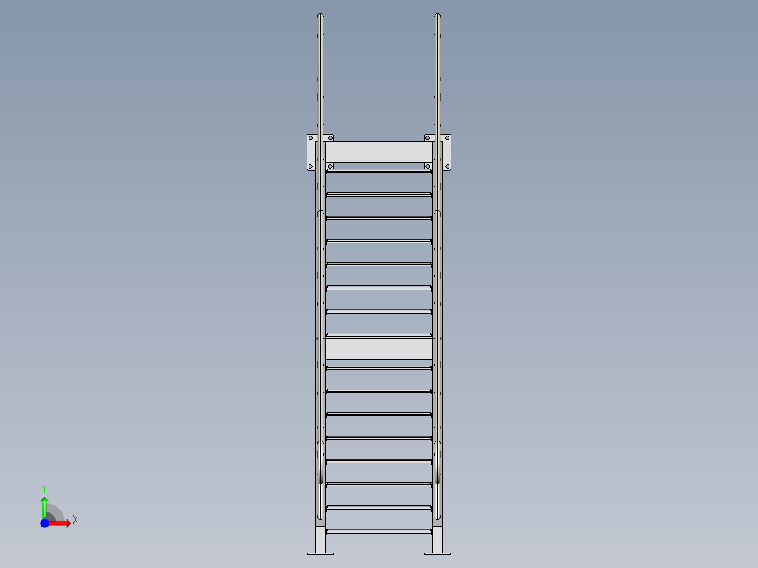steel-stair仓库钢结构楼梯前视图