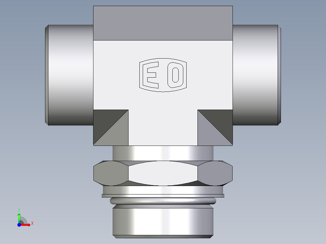 卡套式工业通用硬管接头EO_Adjustable_locknut_branch_tee_TEE30SMOROMDCF前视图