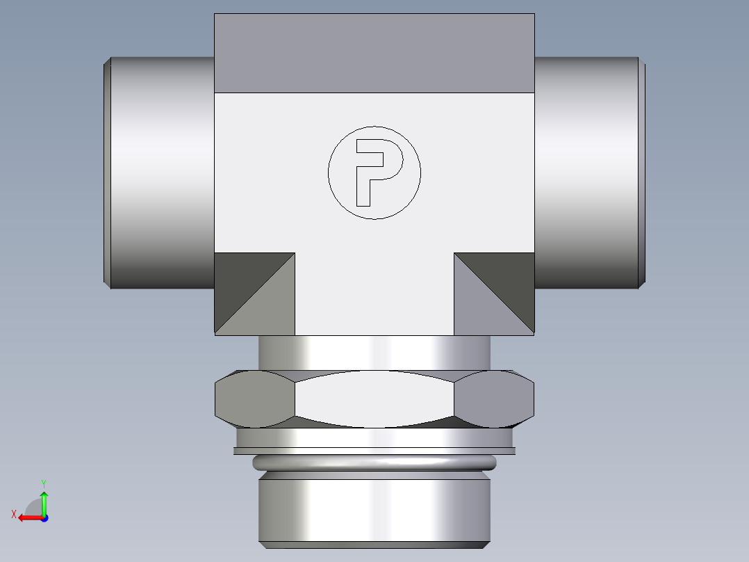 卡套式工业通用硬管接头EO_Adjustable_locknut_branch_tee_TEE30SMOROMDCF后视图