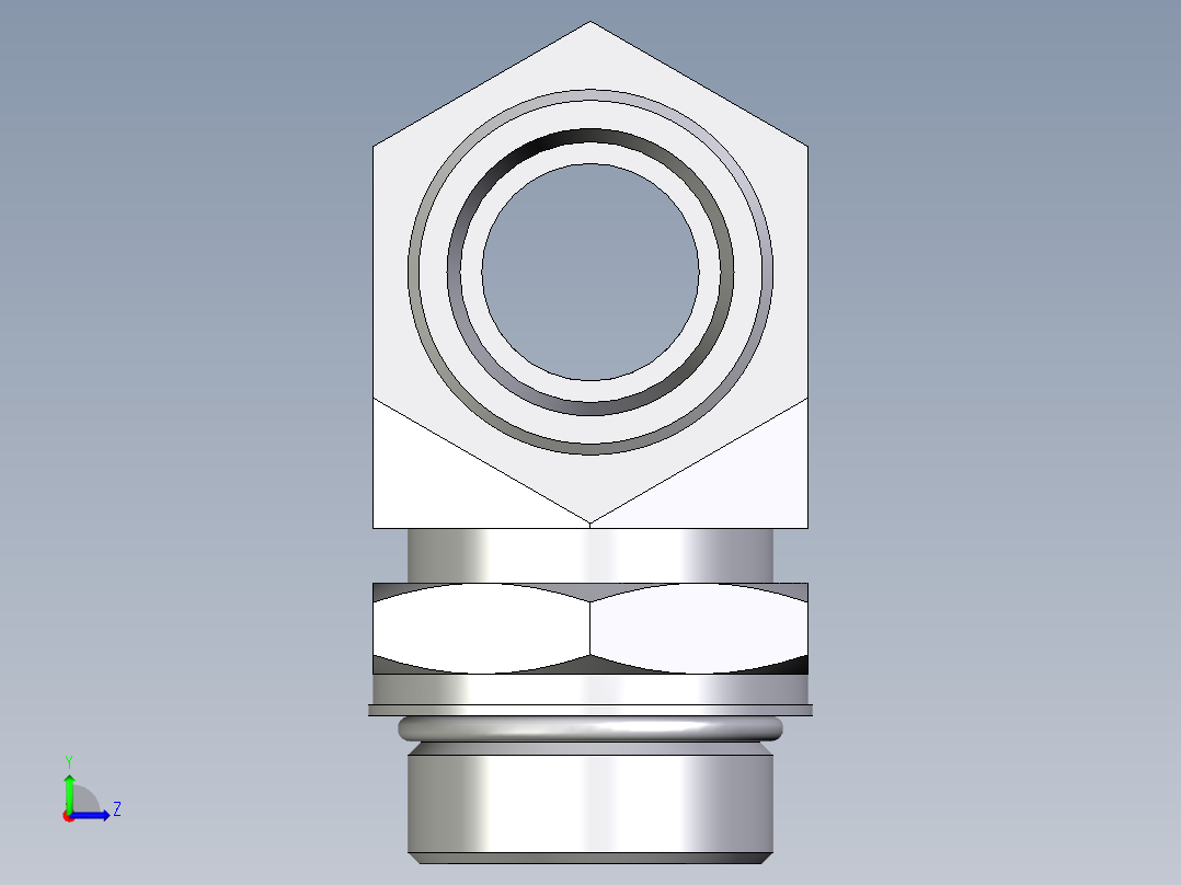 卡套式工业通用硬管接头EO_Adjustable_locknut_branch_tee_TEE30SMOROMDCF左视图