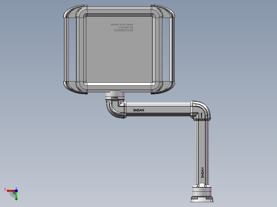 向上旋转底座+转角+90度箱体连接器+控制箱前视图