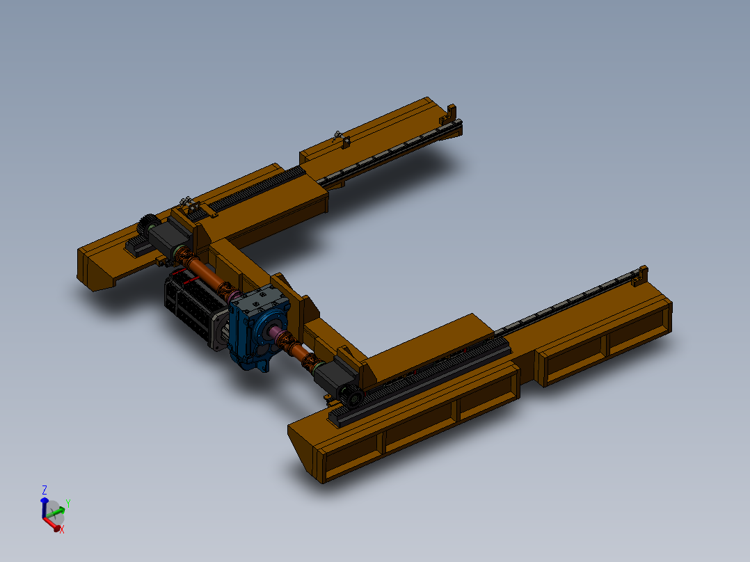 齿轮齿条位移机构三维SW主视图