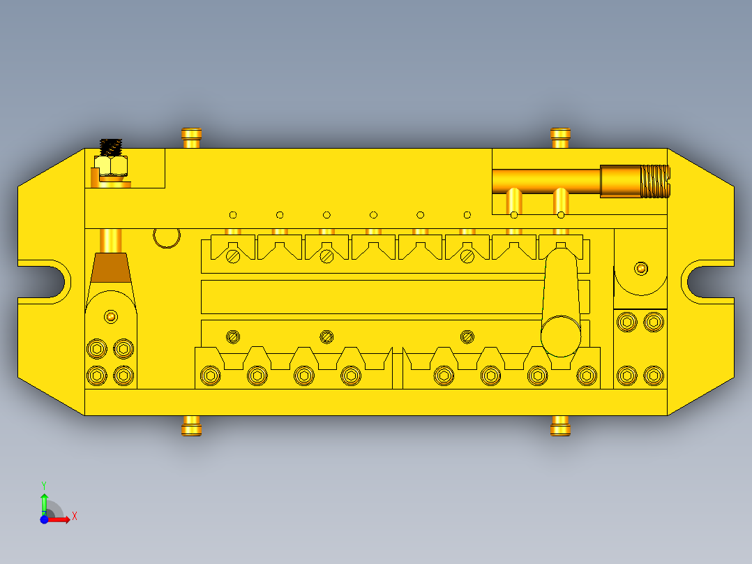 多件平行联动夹紧铣床夹具设计前视图