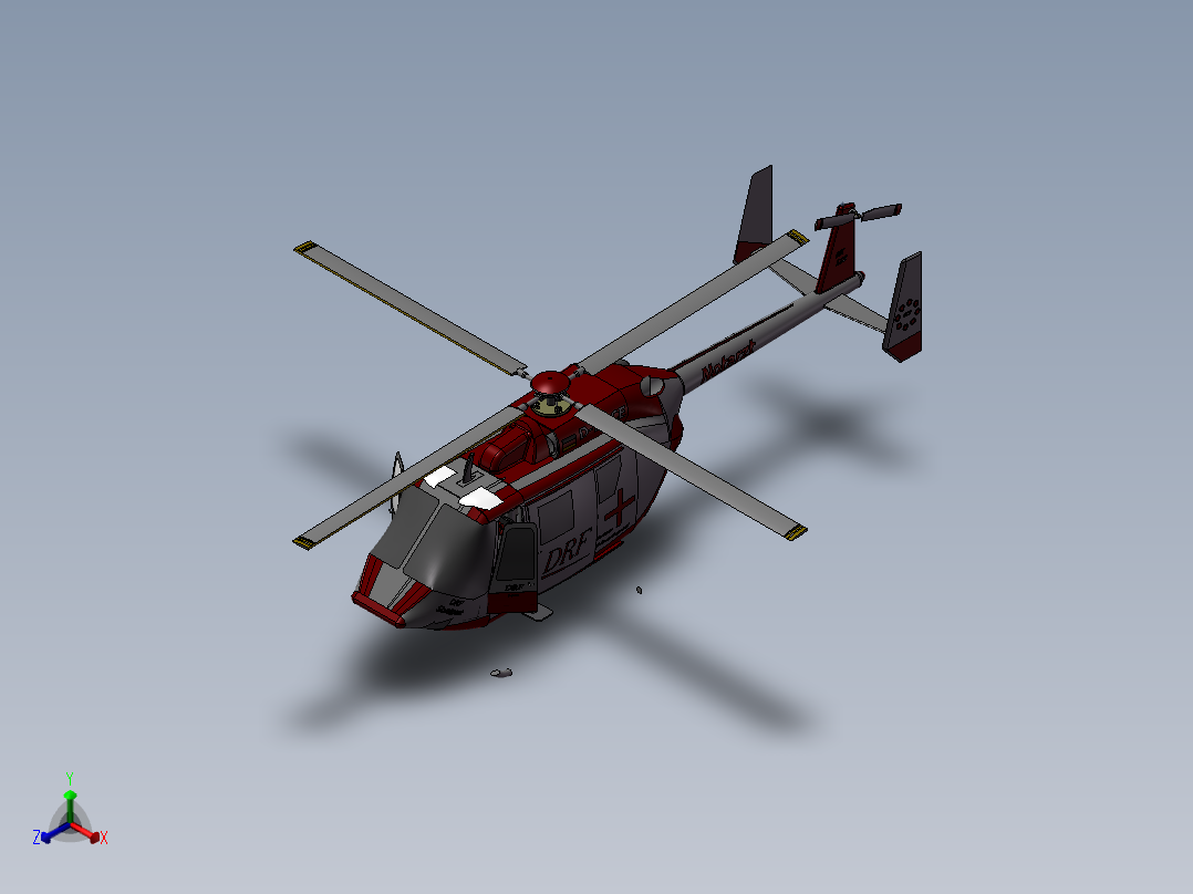 直升飞机正等轴测图