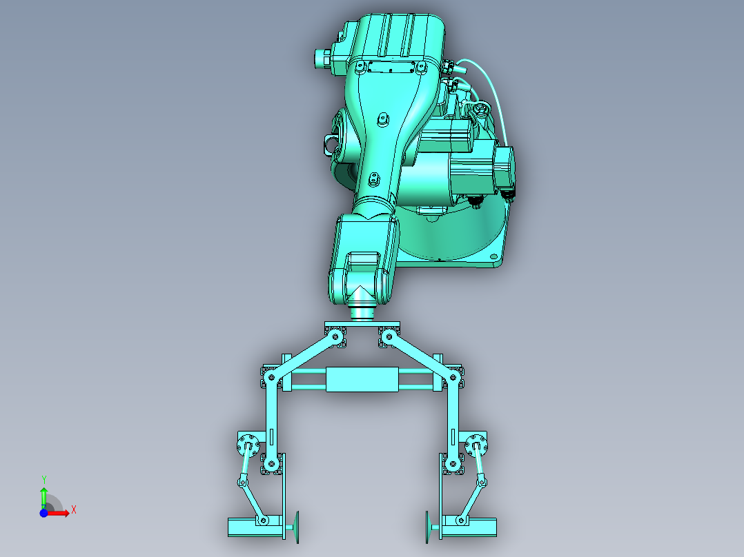 物料盒的抓取机械手前视图