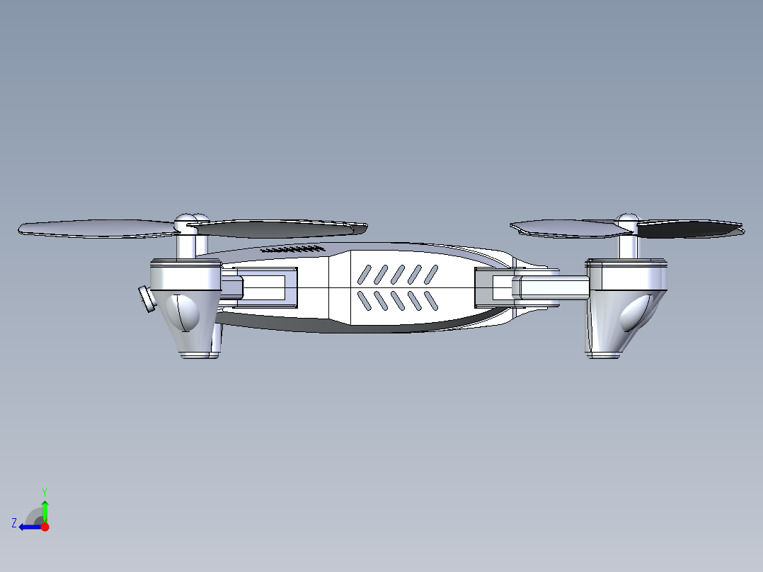 四轴四旋翼无人机造型右视图