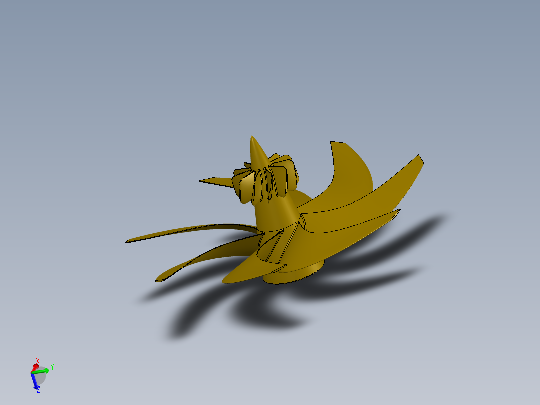 潜艇推进器螺旋桨3D图纸主视图