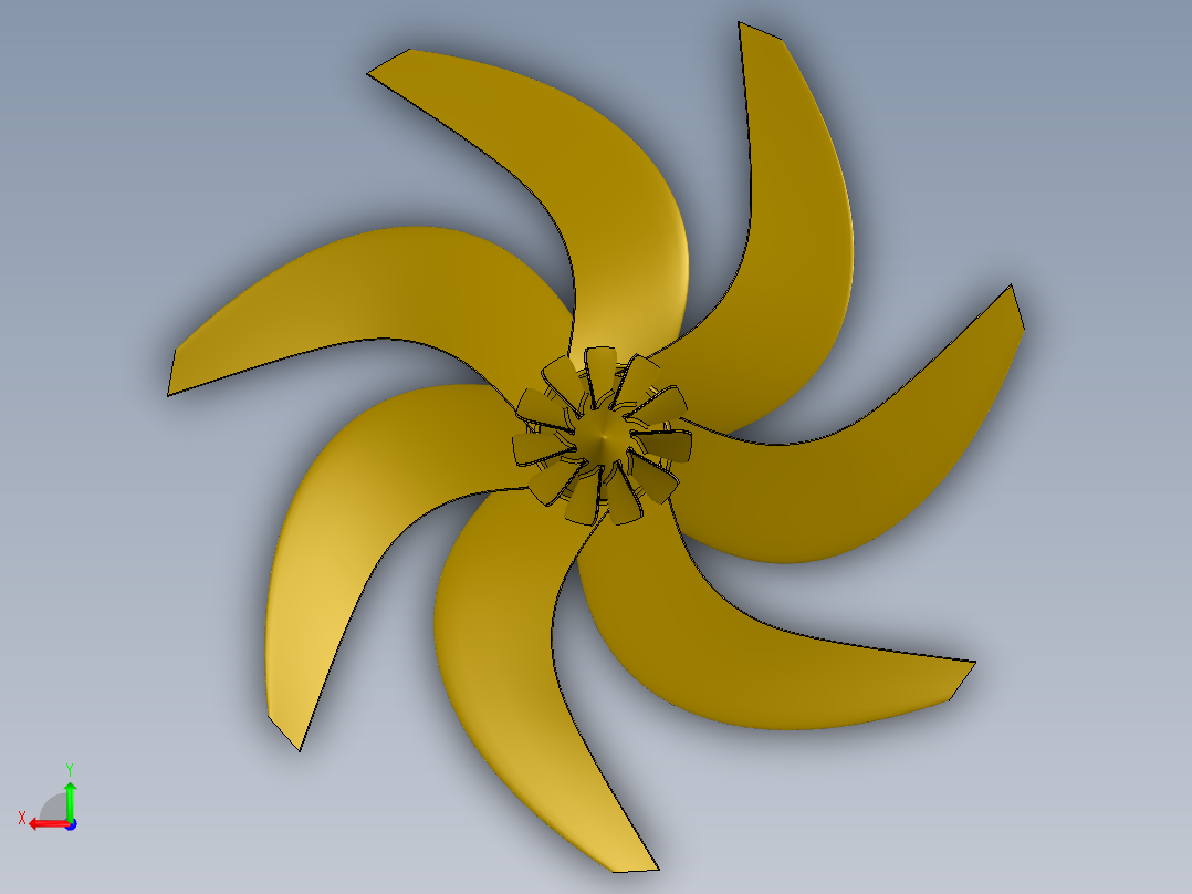 潜艇推进器螺旋桨3D图纸后视图