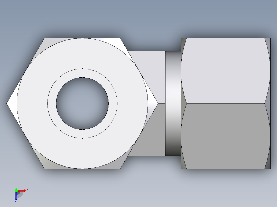 卡套式工业通用硬管接头EO_Swivel_nut_run_tee_EL16ZSCF俯视图