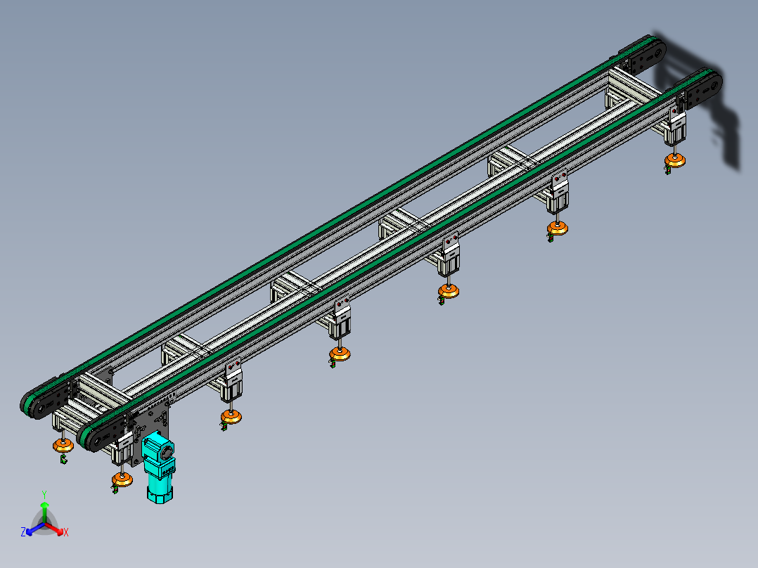 LE-XC4080-齿形同步线中间驱动正等轴测图