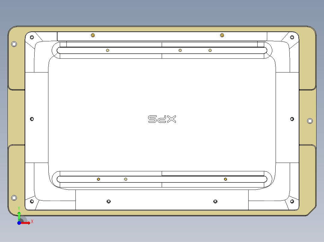 一款电脑D壳4.5轴铣斜螺丝孔工装治具模型前视图