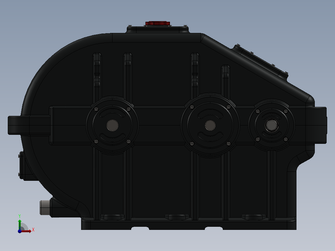 二级直齿减速器3D数模图纸 STEP格式前视图