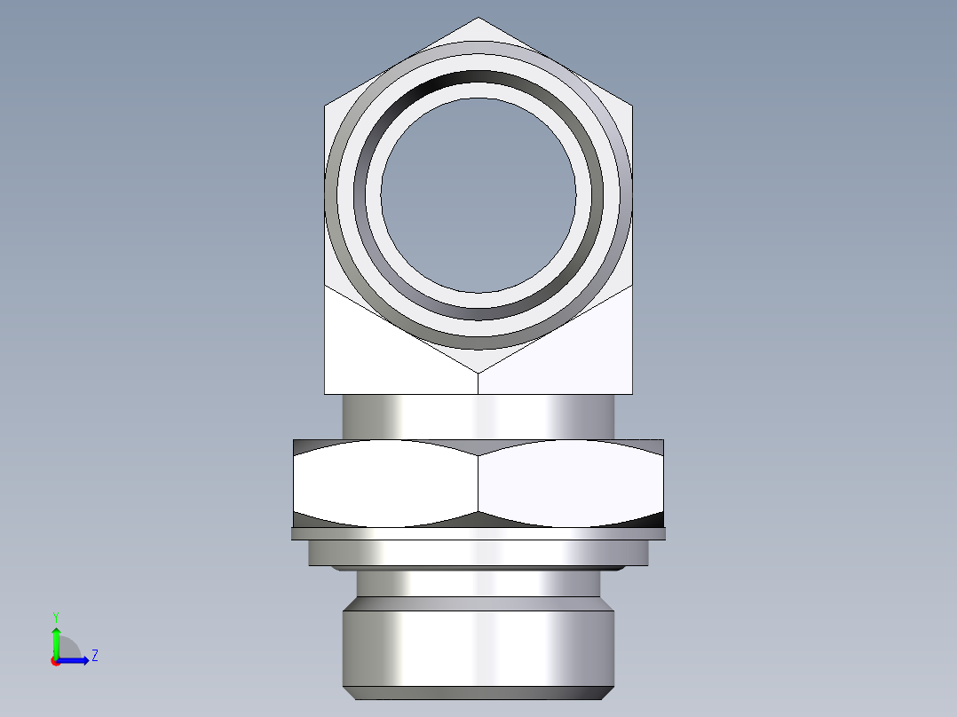 卡套式工业通用硬管接头EO_Adjustable_locknut_branch_tee_TEE22LROMDCF左视图