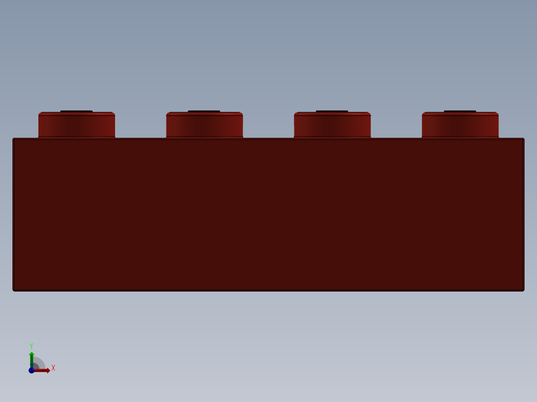 乐高套装 4421基本积木-300121 Bright Red Brick 2 x 4.SLDPRT前视图