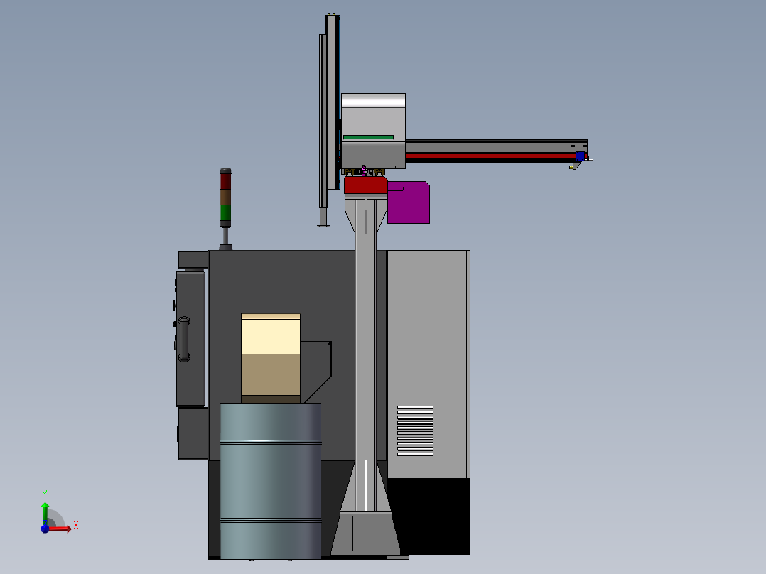 130单台车床XYZ机械手数控车床前视图