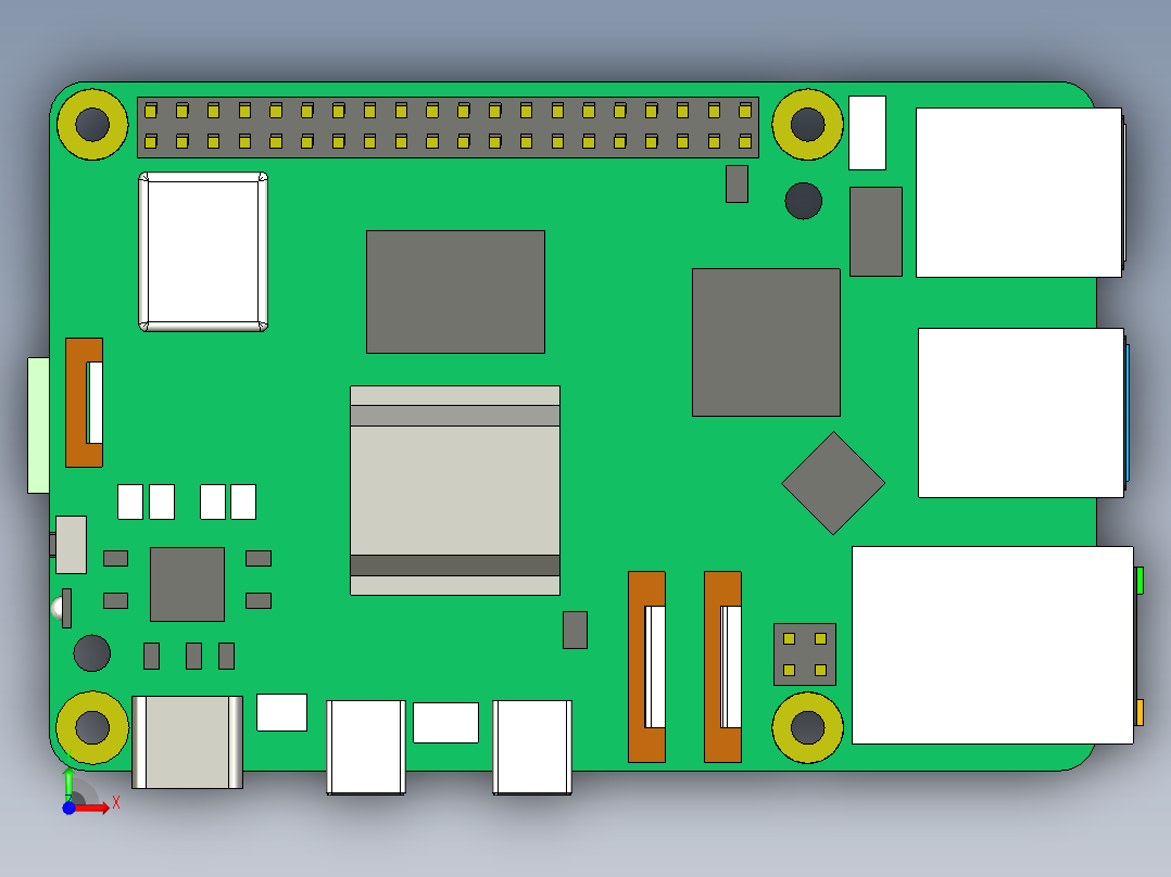 树莓派Pi5SBC模型开发板PCB模型前视图