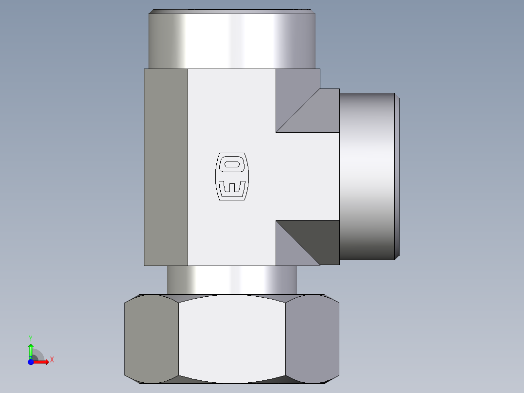 卡套式工业通用硬管接头EO_Standpipe_run_tee_EVL35LOMD71前视图