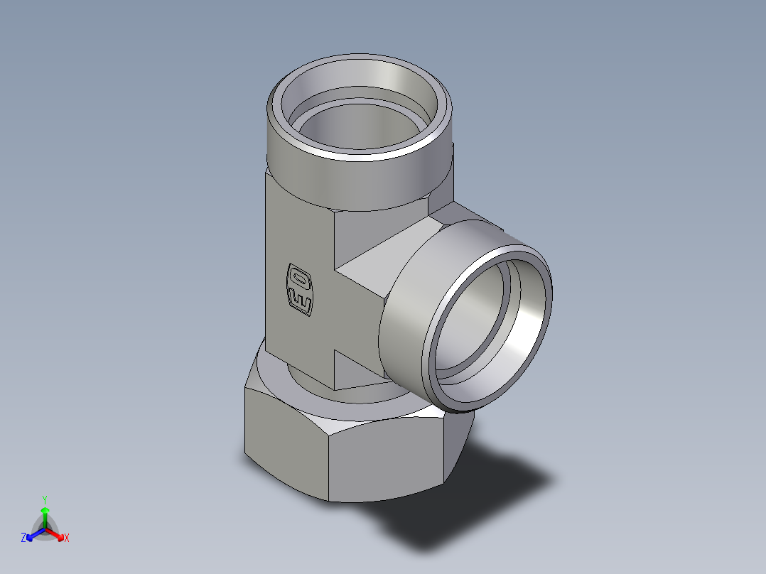 卡套式工业通用硬管接头EO_Standpipe_run_tee_EVL35LOMD71正等轴测图
