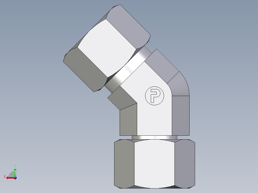 卡套式工业通用硬管接头EO_Swivel_nut_45_deg_elbow_EV12ZL71后视图