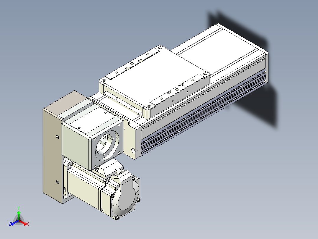 同步带全封闭直线模组TPA-HCB-105D-90-L50-LP-Y-P20-N3正等轴测图