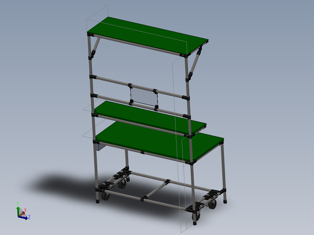 精益管工作台3d图纸车间作业工作台精益管流水线式工作台三维图纸主视图