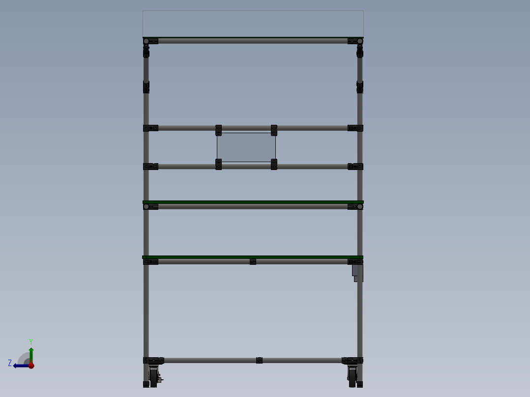 精益管工作台3d图纸车间作业工作台精益管流水线式工作台三维图纸右视图
