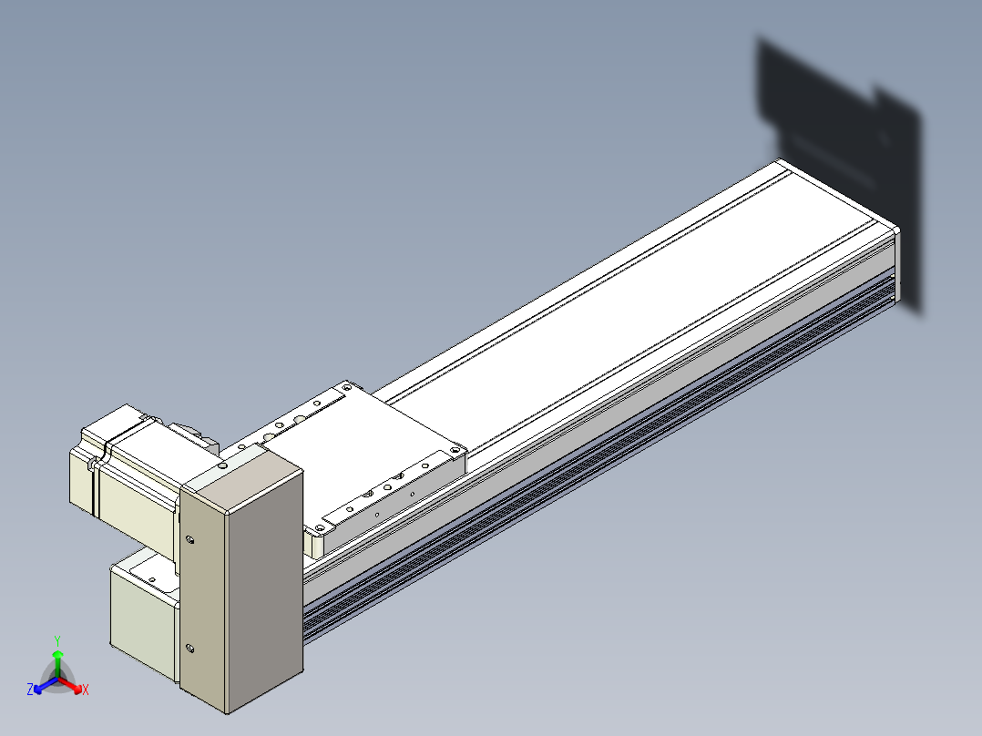 同步带全封闭直线模组TPA-HCB-105D-90-L300-RU-Y-P20-N3主视图