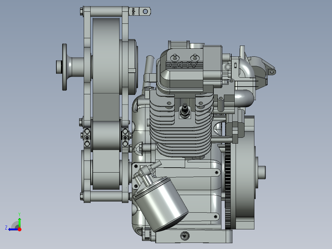 V型双缸发动机右视图