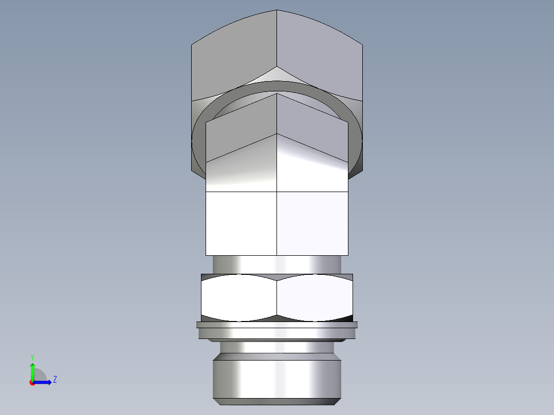 卡套式工业通用硬管接头EO_Adjustable_locknut_45_deg_elbow_VEE22LM27X2CF左视图