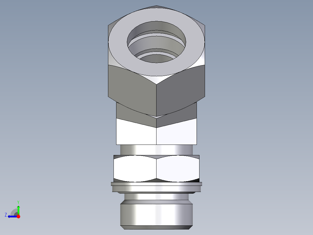 卡套式工业通用硬管接头EO_Adjustable_locknut_45_deg_elbow_VEE22LM27X2CF右视图