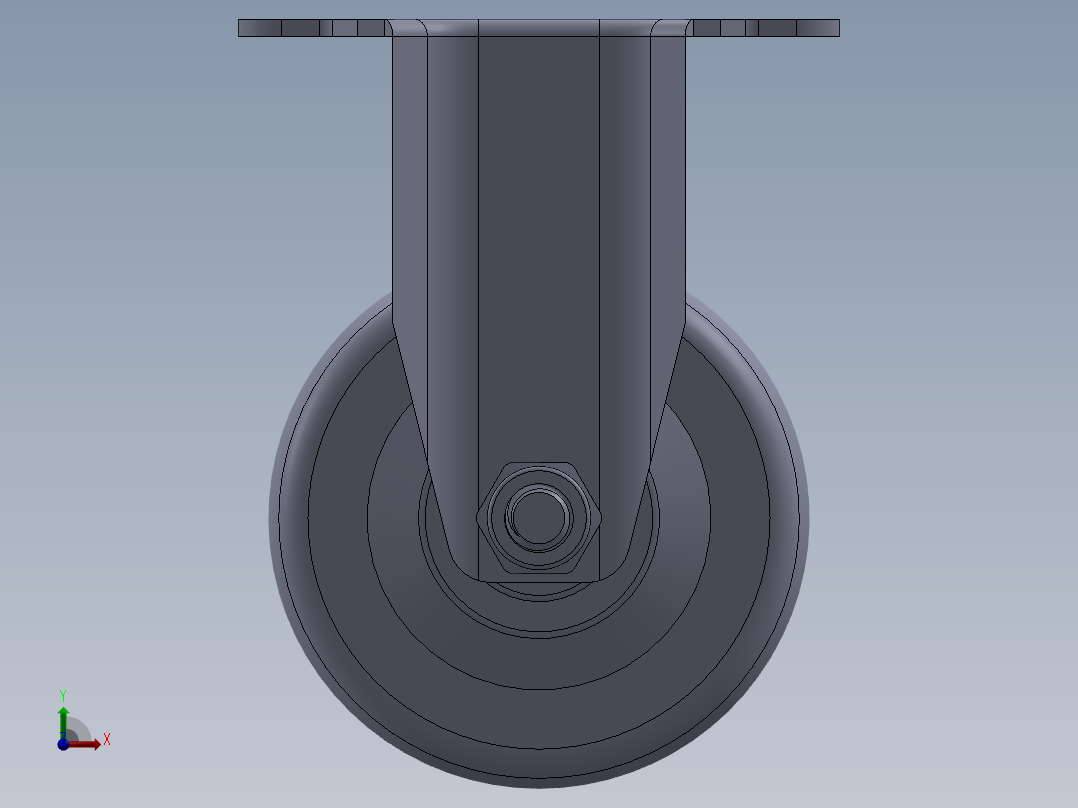 标准脚轮-WH-36025-76 2.5in RIGID PLATE MOUNTING H=89( 55.5x44.2mm pitch)前视图