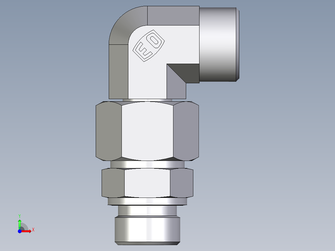 卡套式工业通用硬管接头EO_Assembled_adjustable_standpipe_elbow_EVW20SROMD71前视图