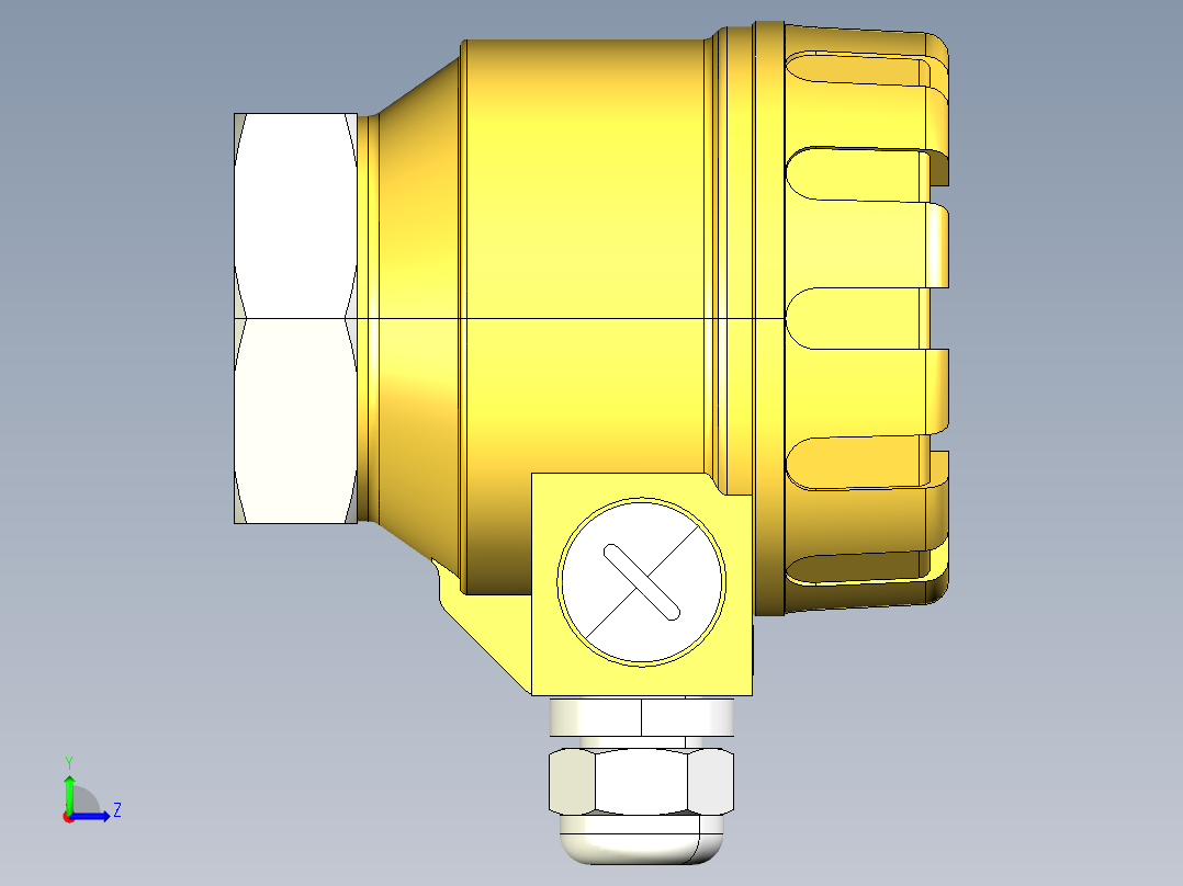 超声波设备-TRANSMITTER-RANGE-6m-19.7ft-PVDF-BODY-4-20mA-2-WIRE-HART-ATEX-NPT-THREAD左视图