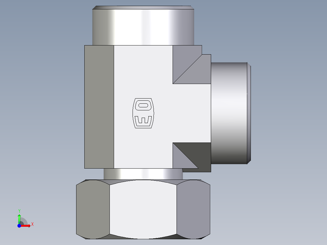 卡套式工业通用硬管接头EO_Standpipe_run_tee_EVL28LOMDCF前视图