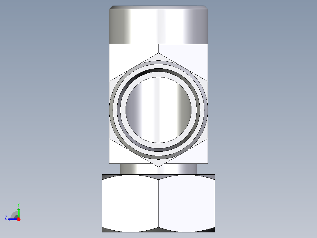 卡套式工业通用硬管接头EO_Standpipe_run_tee_EVL28LOMDCF右视图