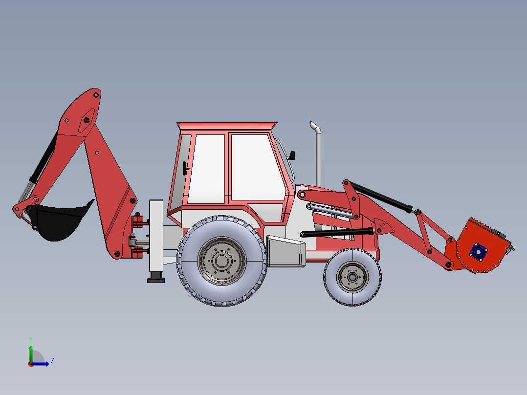 铲车带的混凝土搅拌机左视图