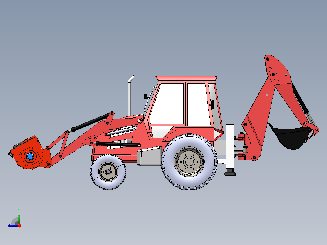 铲车带的混凝土搅拌机右视图