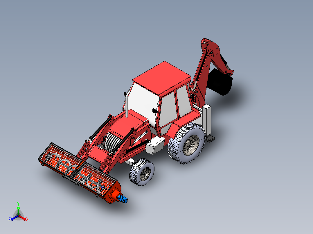 铲车带的混凝土搅拌机正等轴测图