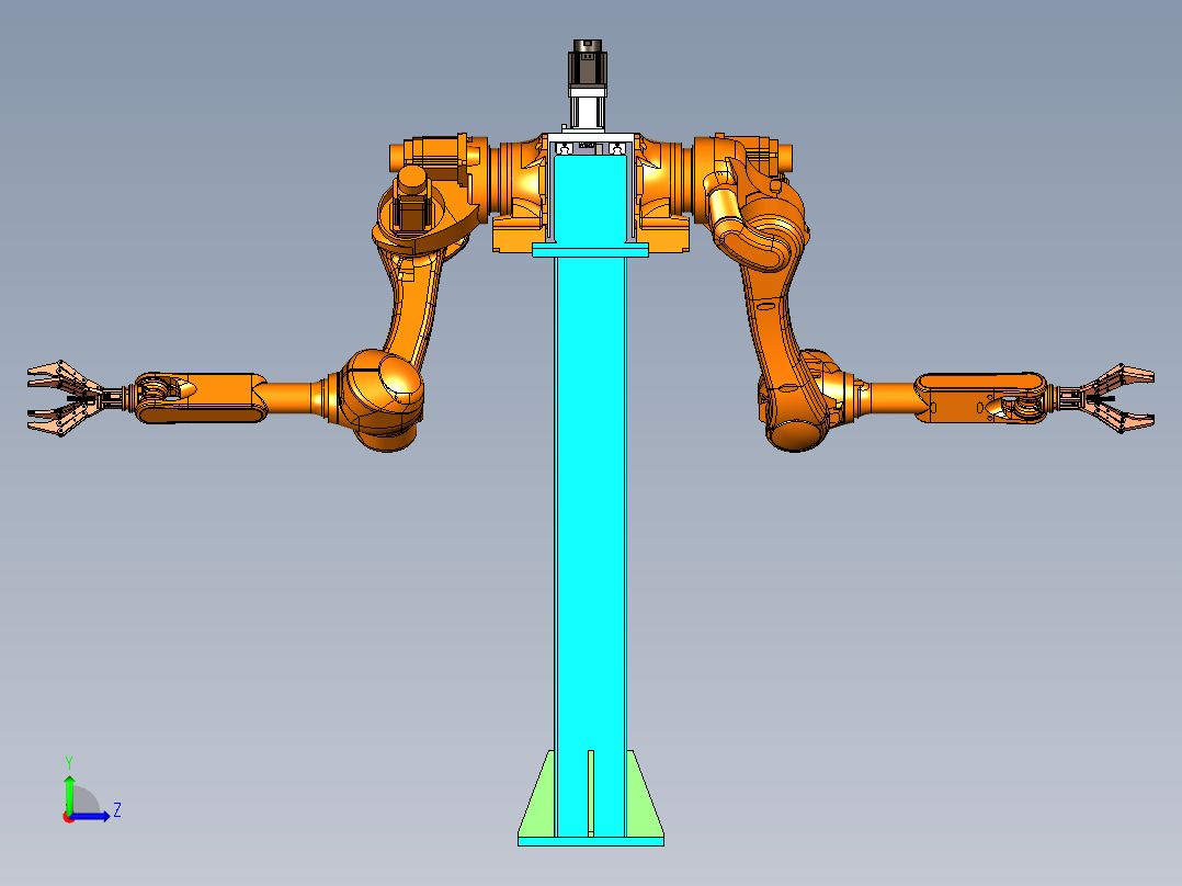 门架式双抓取机械手模型左视图