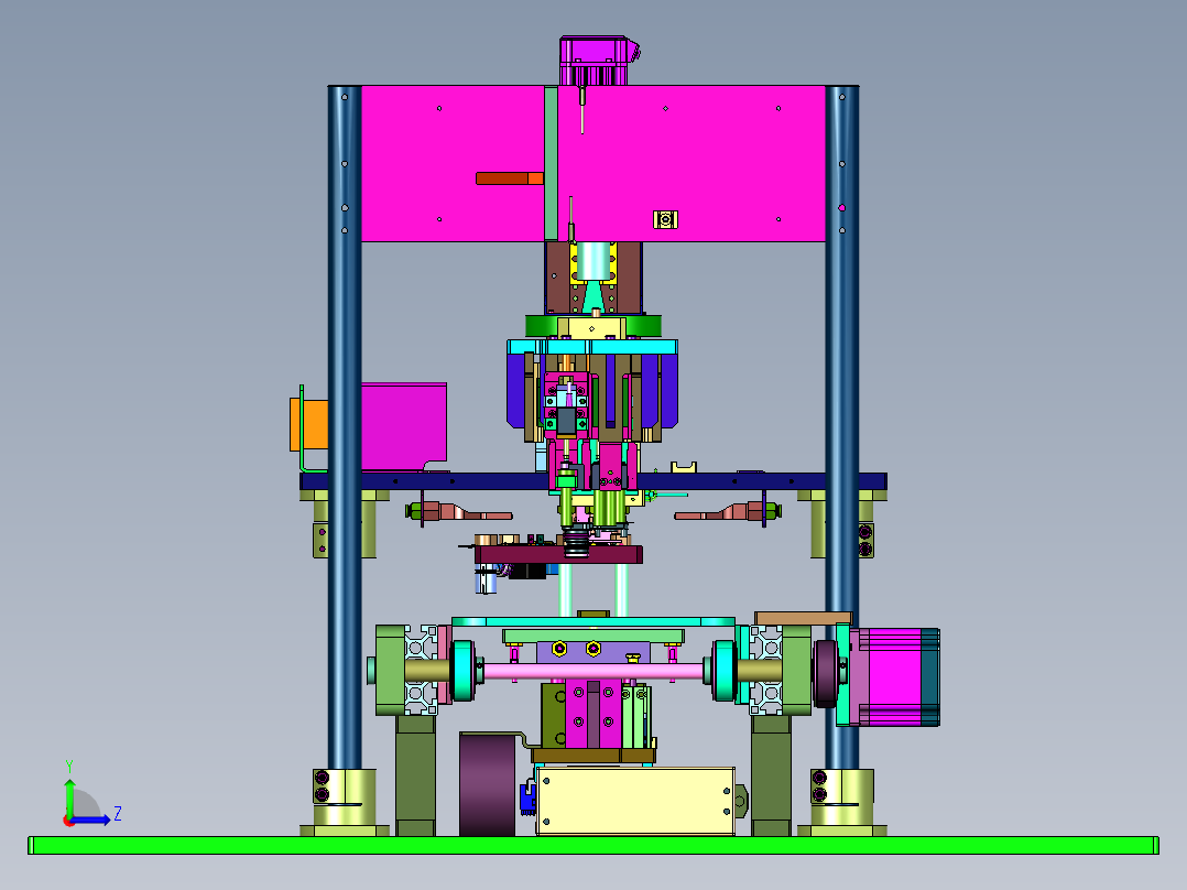自动上下料的在线热熔装置左视图