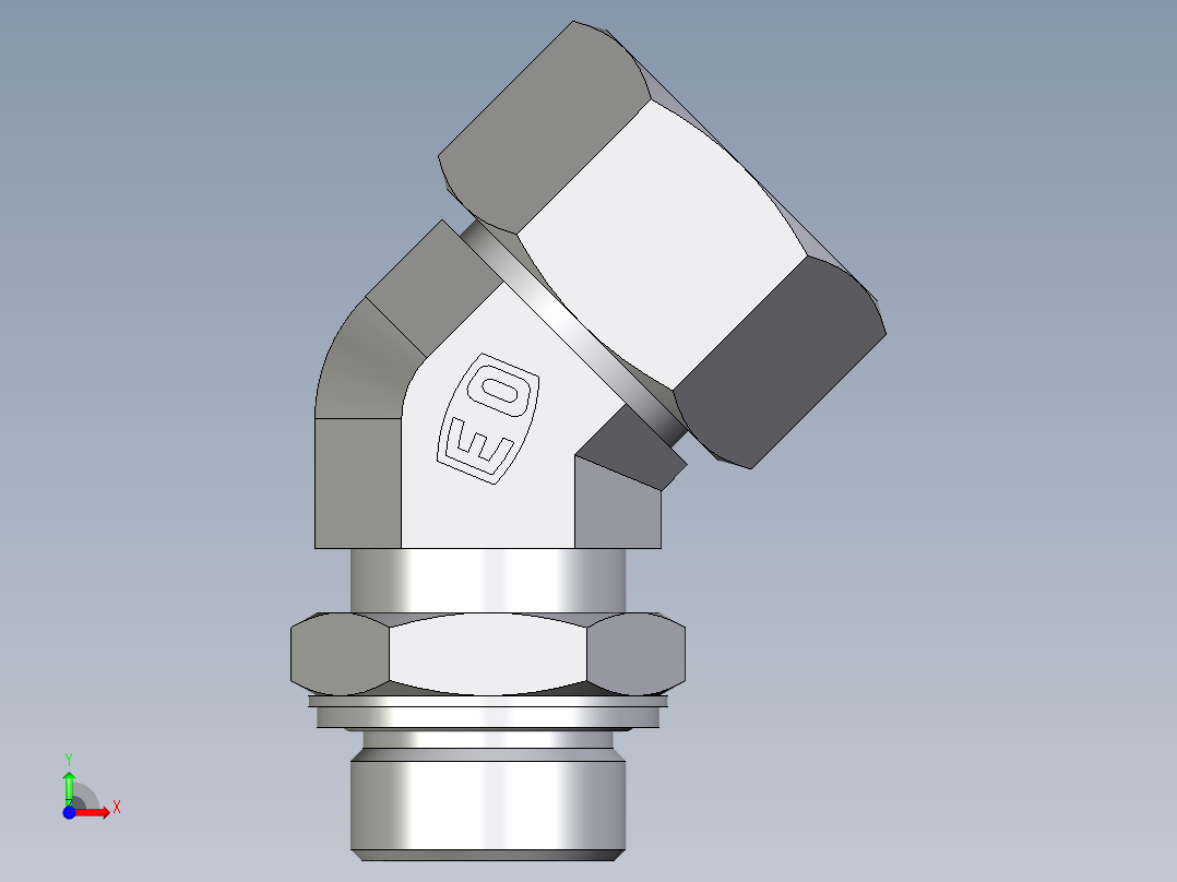 卡套式工业通用硬管接头EO_Adjustable_locknut_45_deg_elbow_VEE25ZSMCF前视图