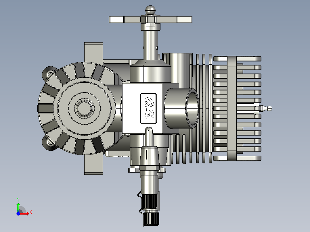 直升机的发动机3D模型前视图